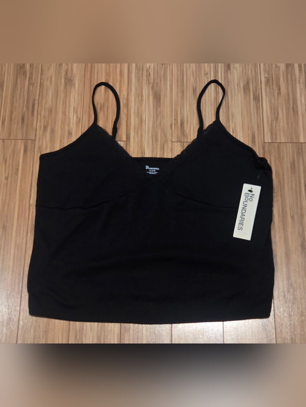 NWT No Boundaries Black Lace-Trim Spaghetti Strap Cami